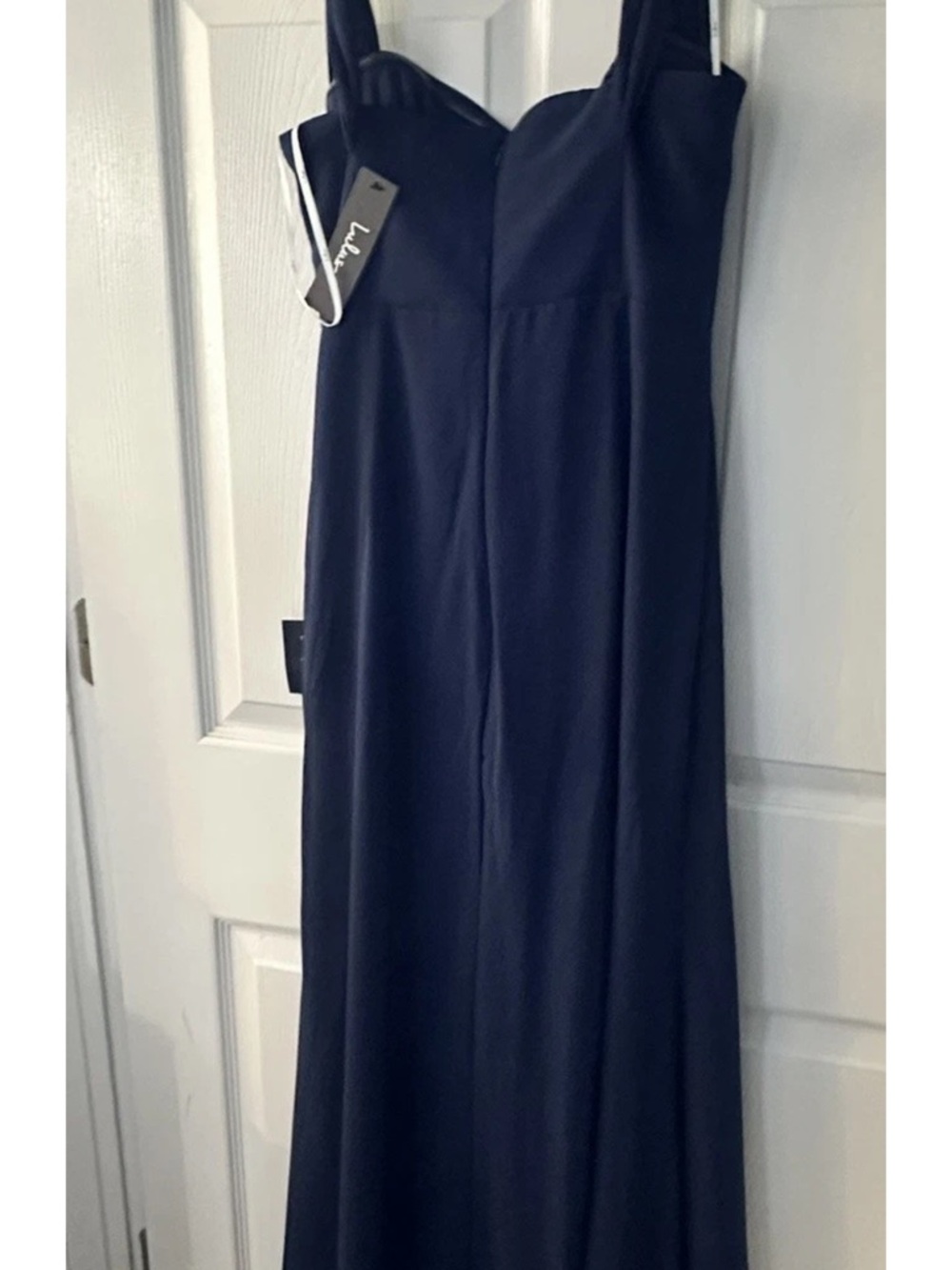 Lulu's Navy V-Back Mermaid Evening Gown - Picture 4 of 5